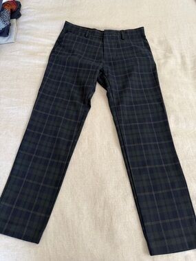 Zara Men's Plaid Dress Pants in Black and Dark Green